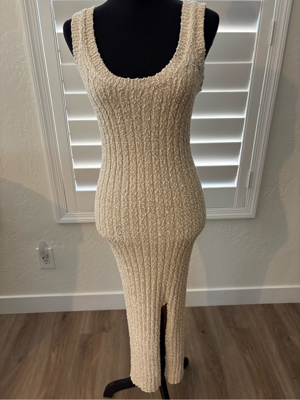 Sleeveless Ribbed Maxi Dress in Cream